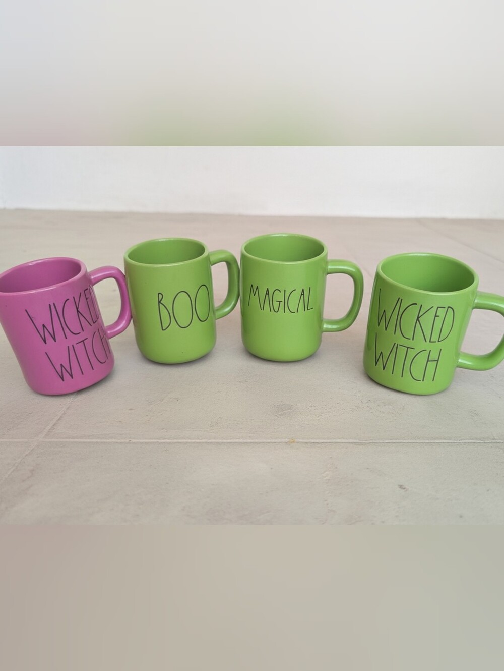 Wicked Witch & Magical Ceramic Mug Set Of 4 Purple Green Rae Dunn New No Tag